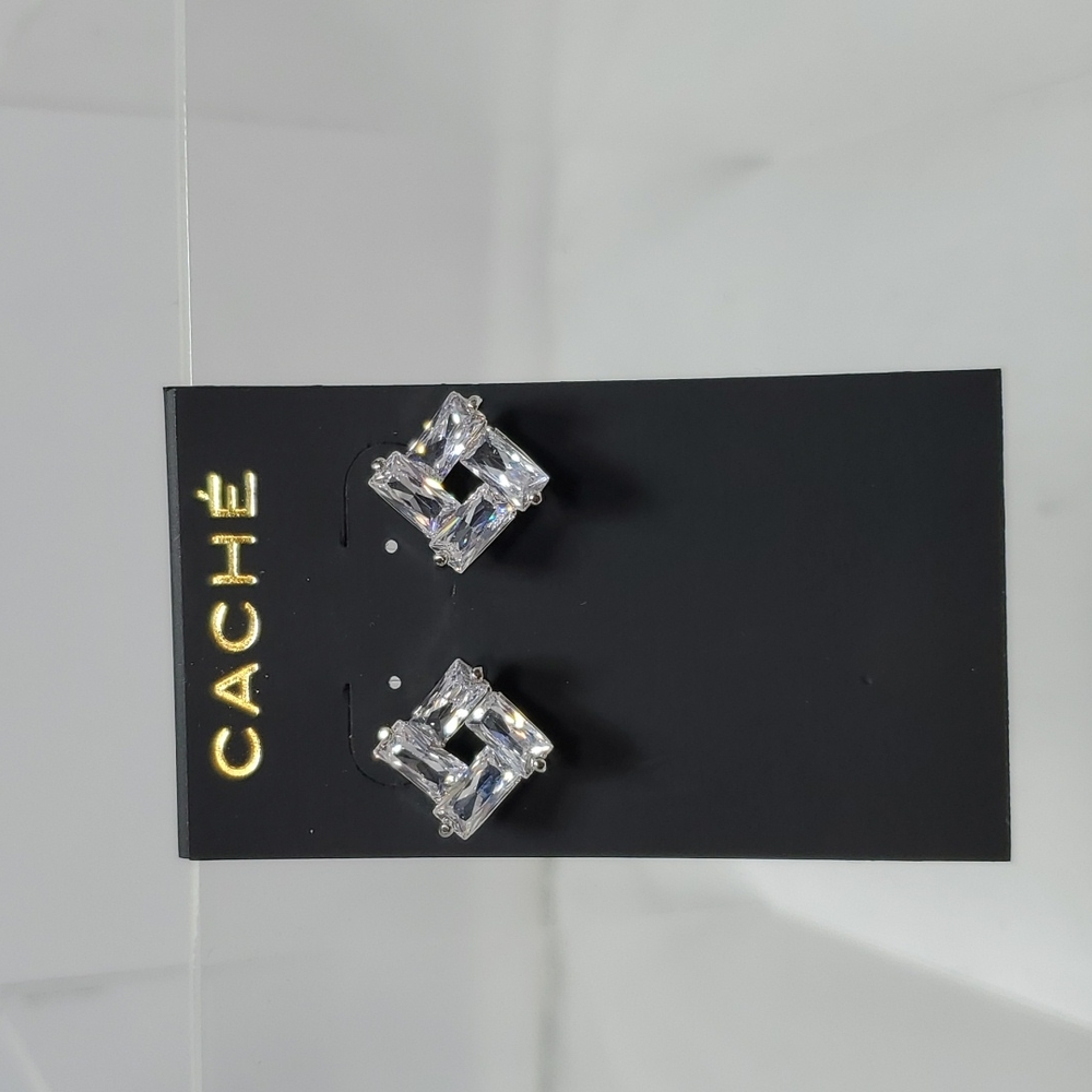 2 PAIRS for $25  Cache square rhinestone earring